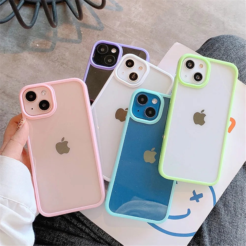 Candy Shockproof Silicone Bumper Phone Case for Iphone 17 16 15 14 11 12 13 Pro Max XS XR plus Transparent Protection Back Cover